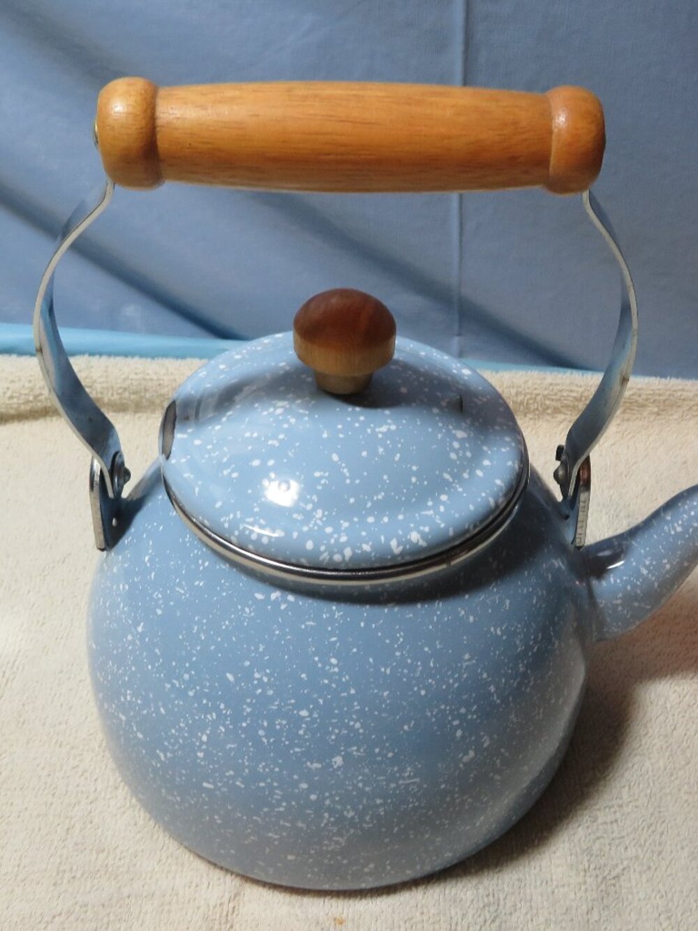 Light Blue Speckled Tea Pot